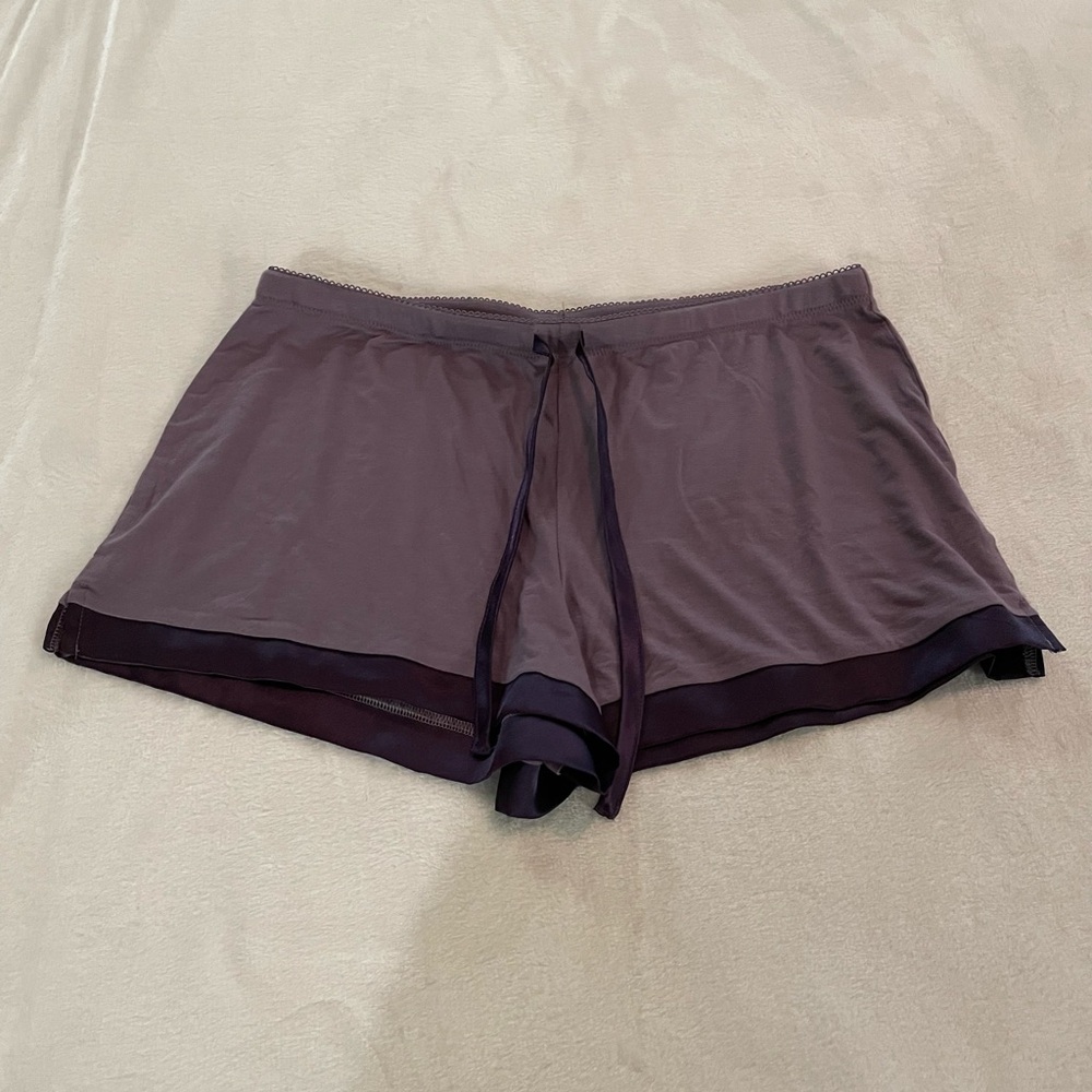 Purple Modal Lounge Shorts with Satin Trim